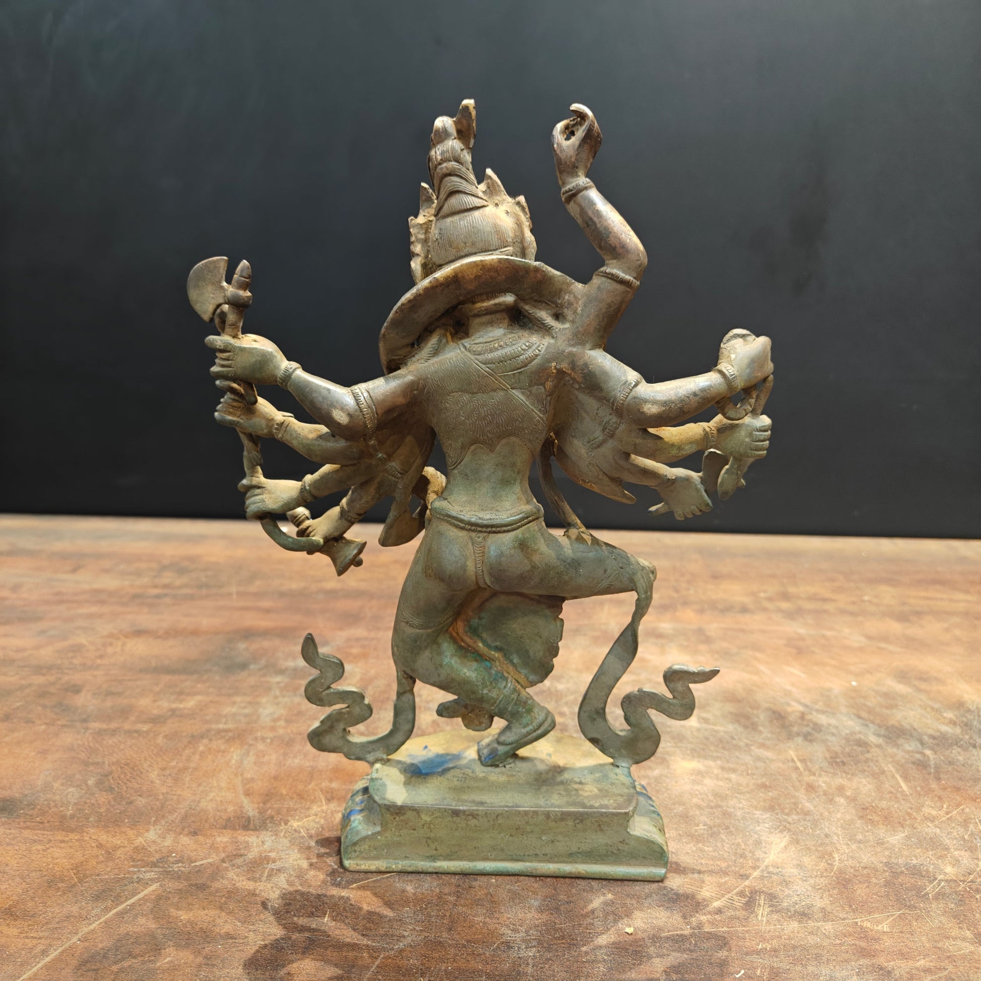 Brass Standing Buddhism Goddess Manjushri Green Patina Finish 12 Inch - Image 8
