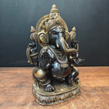 Brass Superfine Ganesha Idol Black Patina Finish 20 Inch by vendor-unknown - Hindu Gods (View 5)