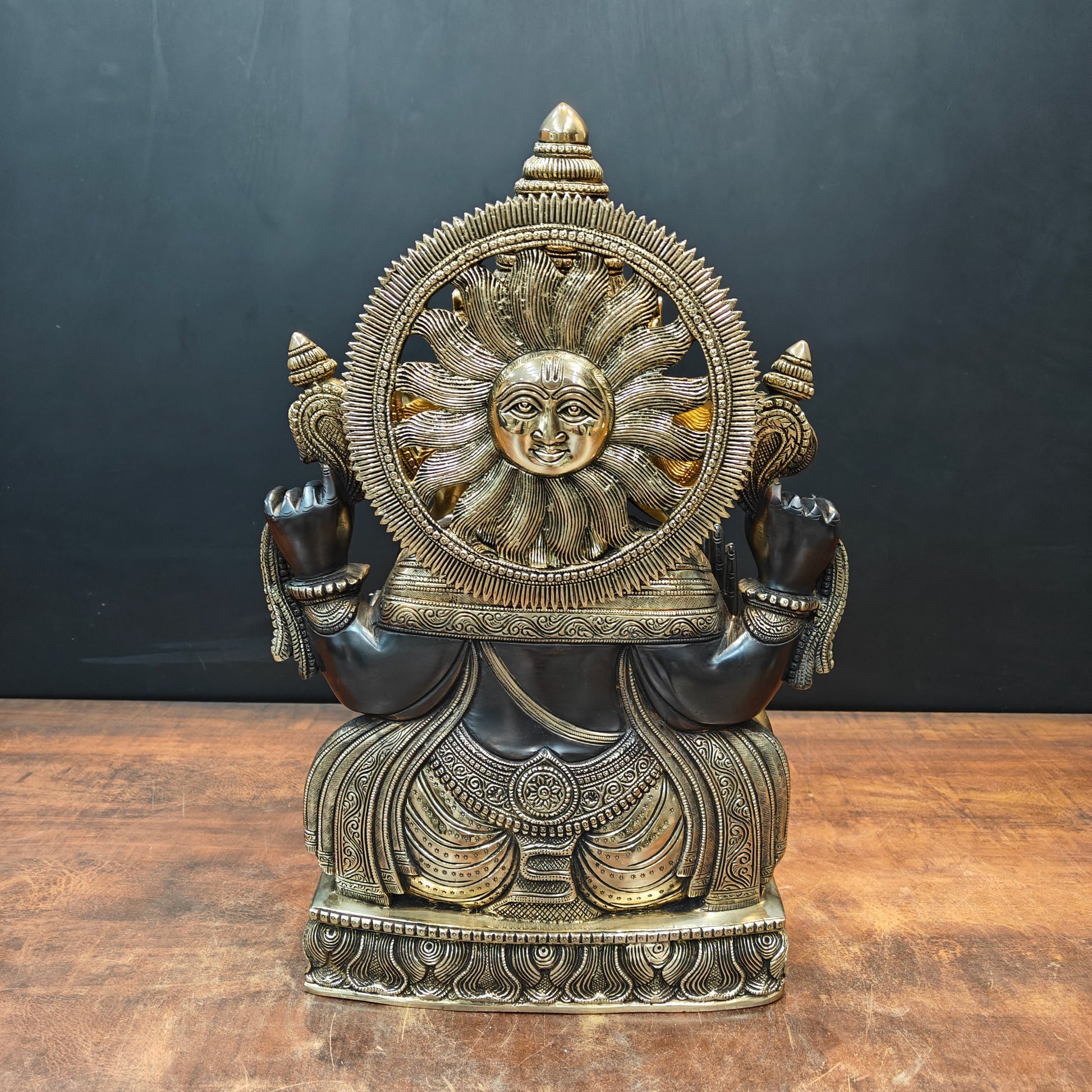Brass Superfine Ganesha Idol Black Patina Finish 20 Inch - Image 8