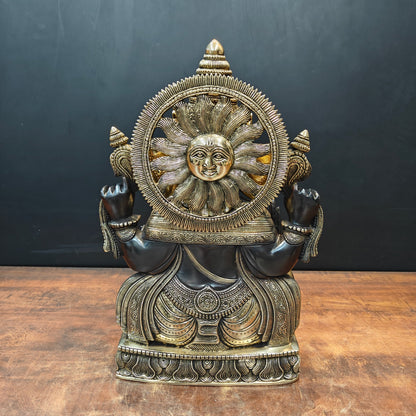 Brass Superfine Ganesha Idol Black Patina Finish 20 Inch by vendor-unknown - Hindu Gods (View 8)