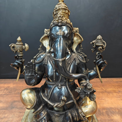 Brass Majestic Ganesha Statue Black Patina Finish 20 Inch by vendor-unknown - Hindu Gods (View 2)
