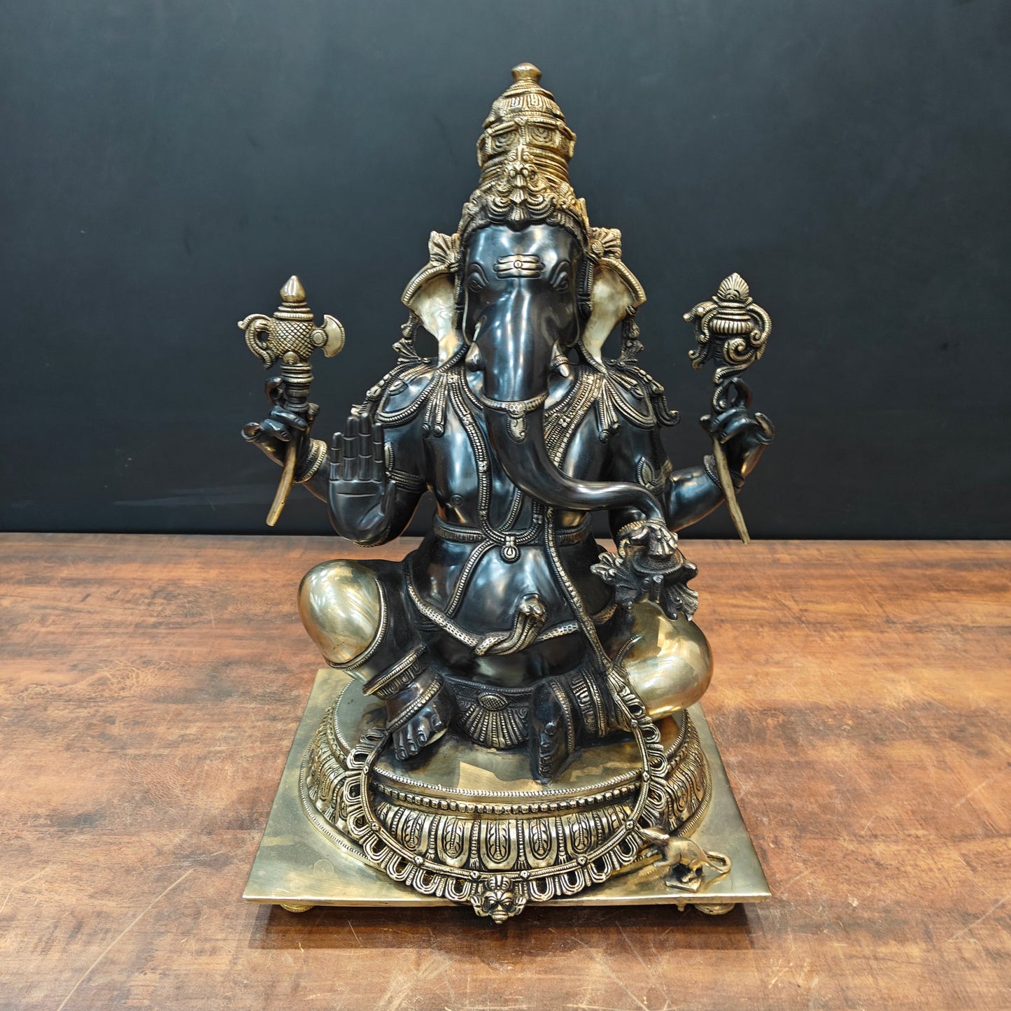 Brass Majestic Ganesha Statue Black Patina Finish 20 Inch