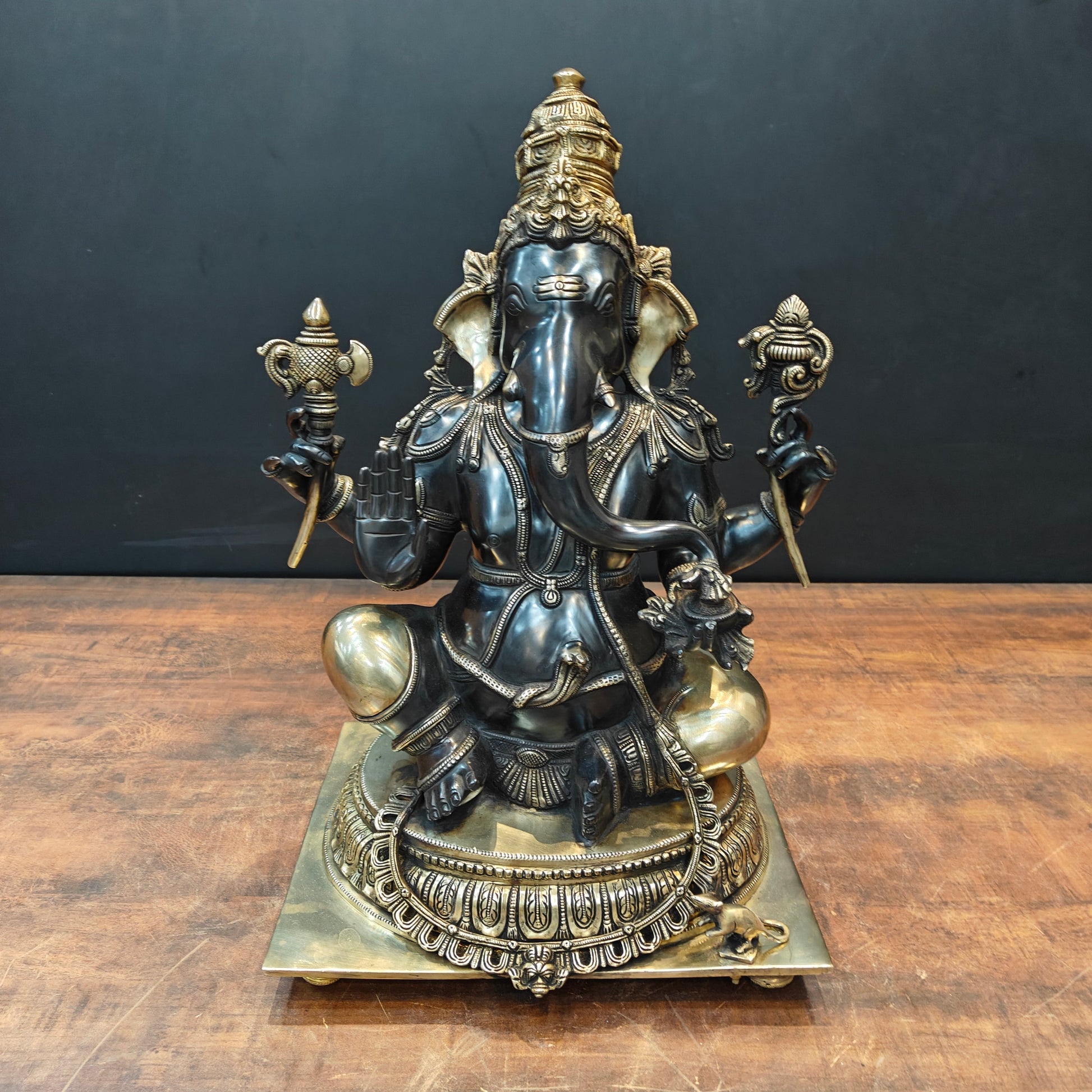 Brass Majestic Ganesha Statue Black Patina Finish 20 Inch - Image 3