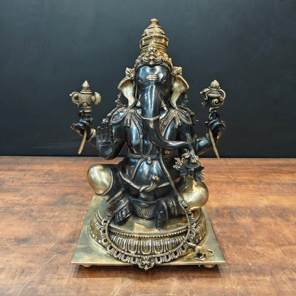 Brass Majestic Ganesha Statue Black Patina Finish 20 Inch by vendor-unknown - Hindu Gods (View 3)
