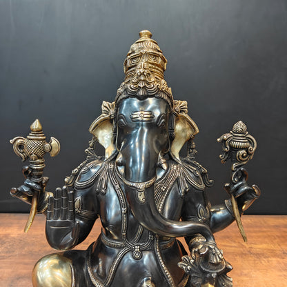 Brass Majestic Ganesha Statue Black Patina Finish 20 Inch by vendor-unknown - Hindu Gods (View 4)