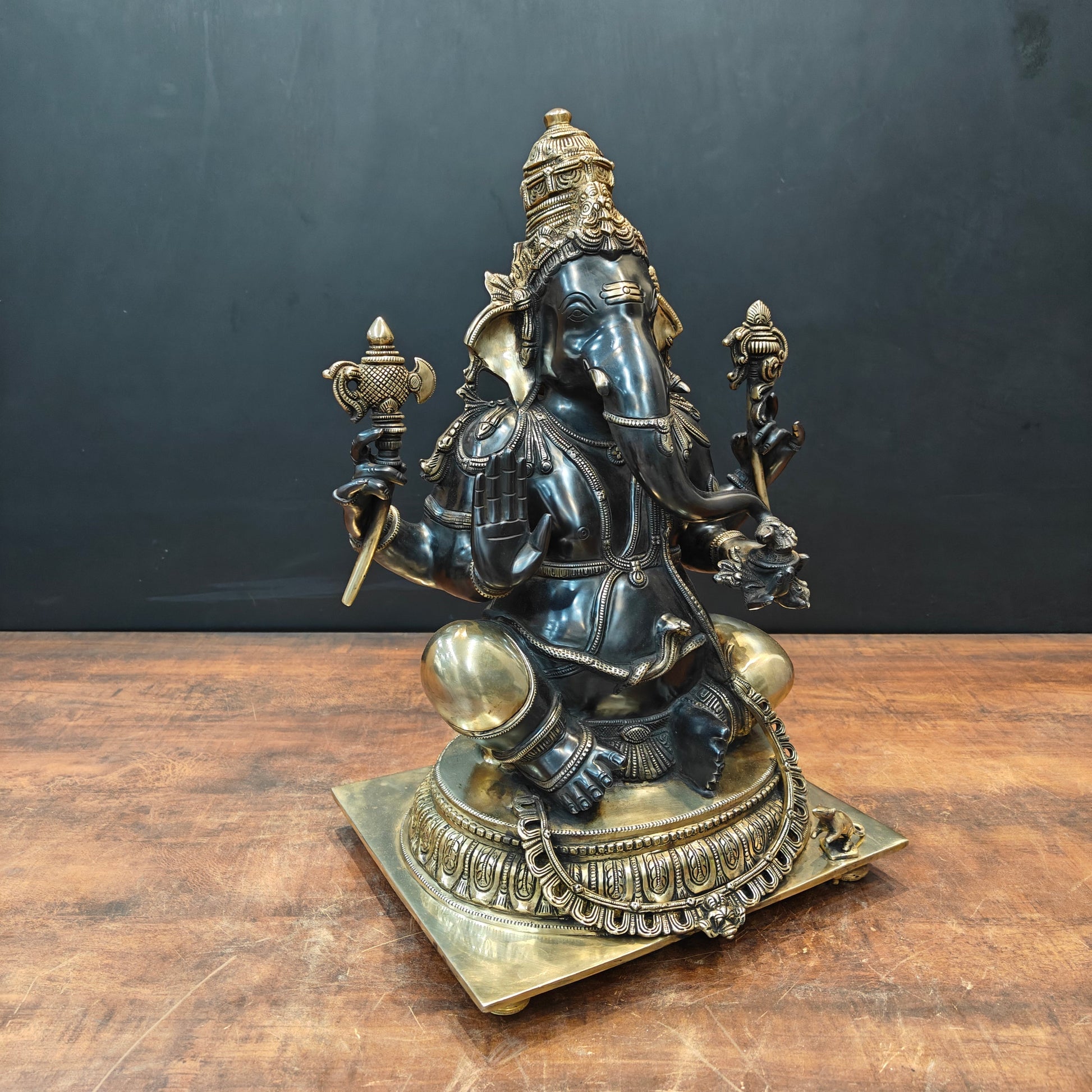 Brass Majestic Ganesha Statue Black Patina Finish 20 Inch - Image 5