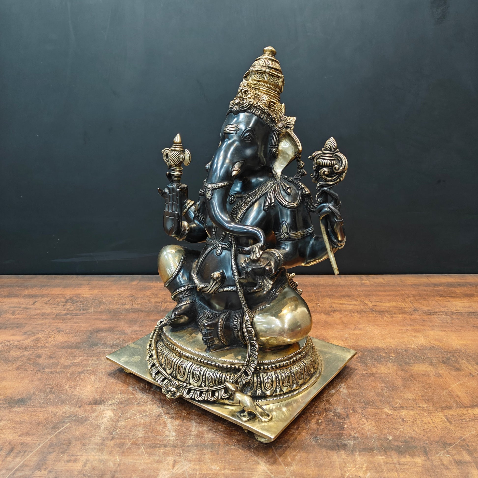 Brass Majestic Ganesha Statue Black Patina Finish 20 Inch - Image 6