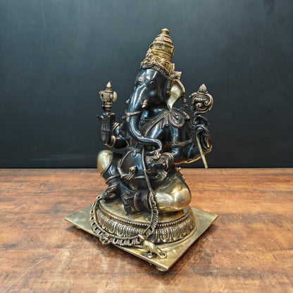 Brass Majestic Ganesha Statue Black Patina Finish 20 Inch by vendor-unknown - Hindu Gods (View 6)