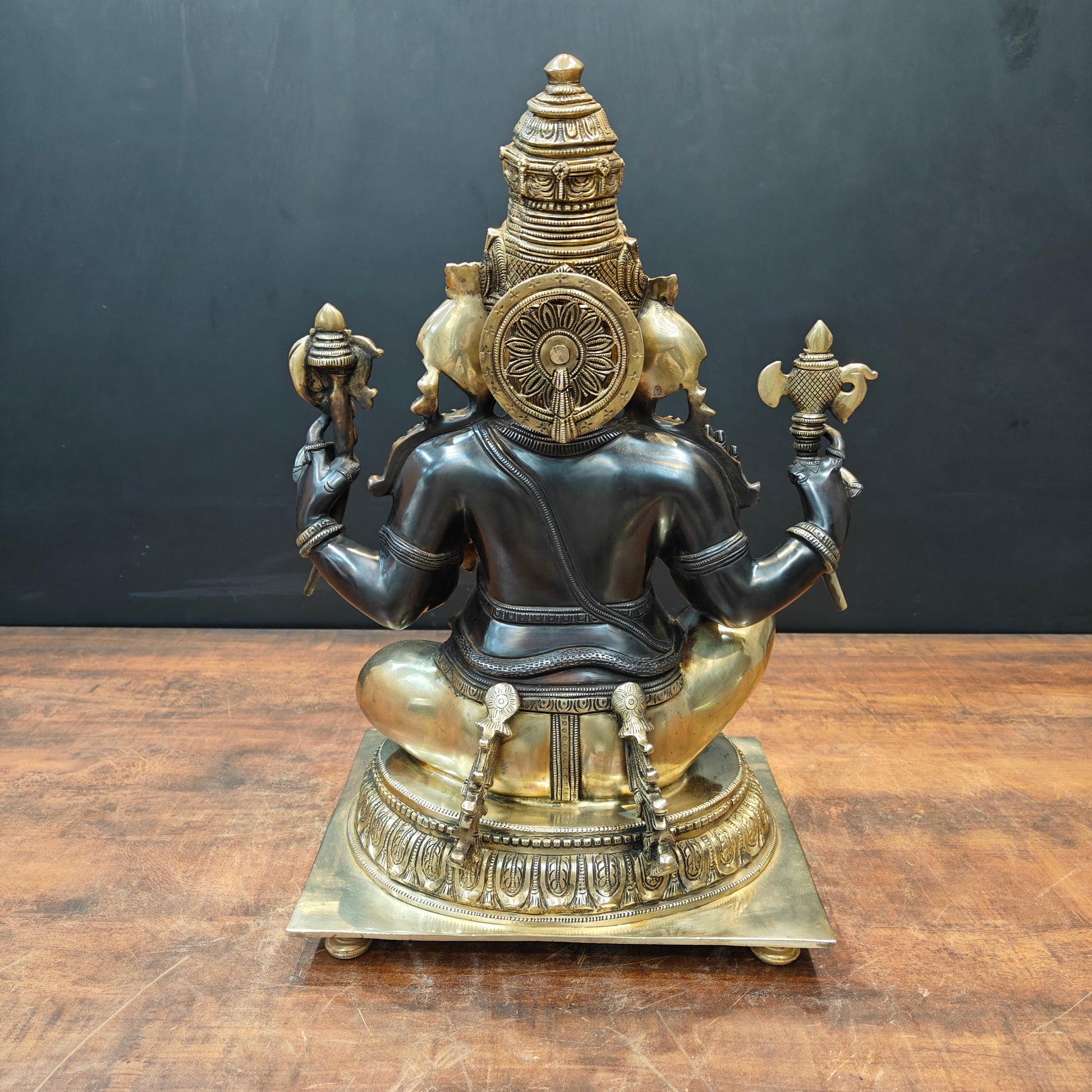 Brass Majestic Ganesha Statue Black Patina Finish 20 Inch - Image 8
