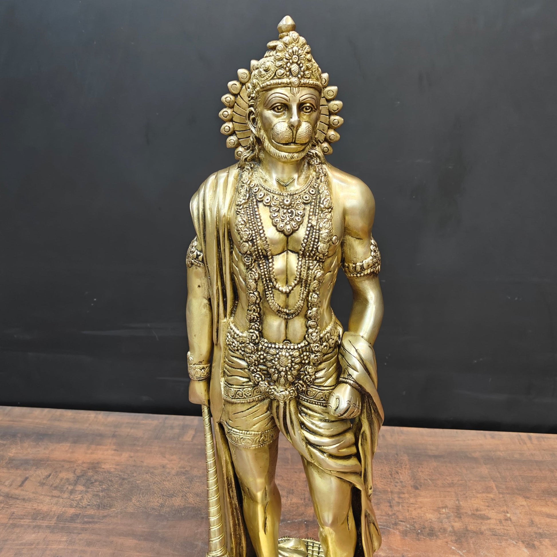 Brass Standing Hanuman Statue For Home Decor 2 Feet - Image 2