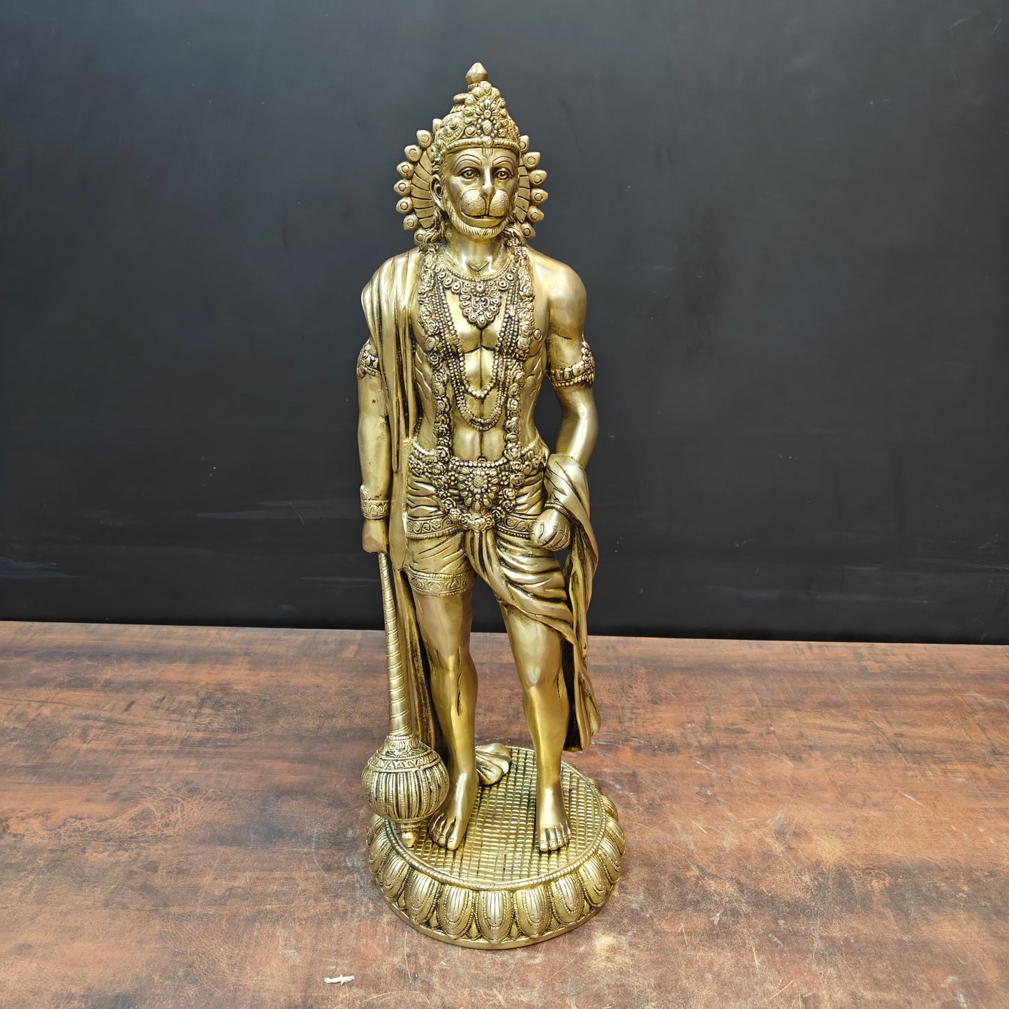 Brass Standing Hanuman Statue For Home Decor 2 Feet