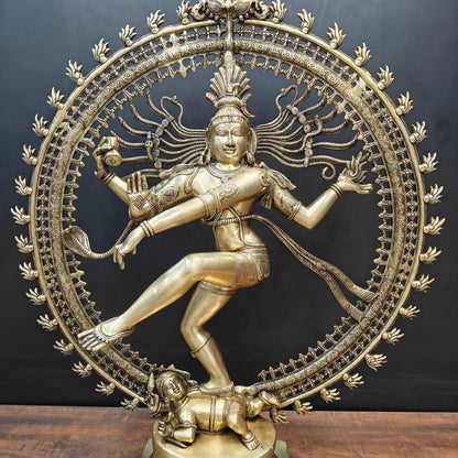 Brass Dancing Shiva as Nataraja Statue Antique Finish 3 Feet by vendor-unknown - Hindu Gods (View 2)