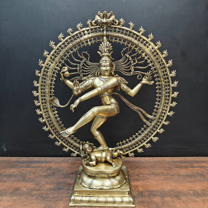 Brass Dancing Shiva as Nataraja Statue Antique Finish 3 Feet by vendor-unknown - Hindu Gods (View 7)