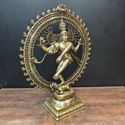 Brass Dancing Shiva as Nataraja Statue Antique Finish 3 Feet by vendor-unknown - Hindu Gods (View 3)