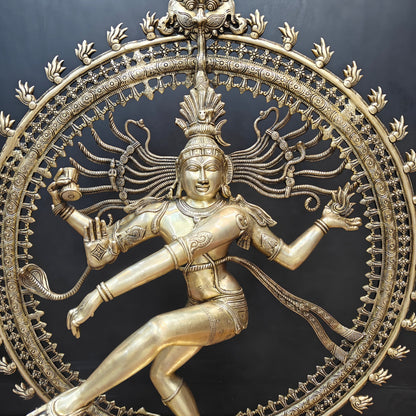 Brass Dancing Shiva as Nataraja Statue Antique Finish 3 Feet by vendor-unknown - Hindu Gods (View 6)