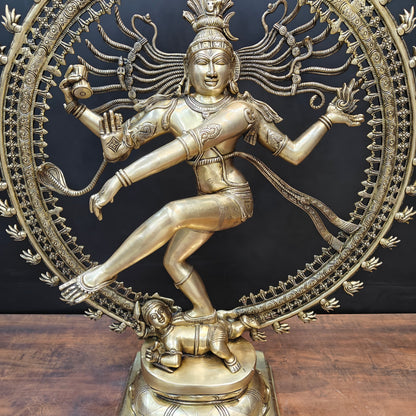 Brass Dancing Shiva as Nataraja Statue Antique Finish 3 Feet by vendor-unknown - Hindu Gods (View 8)