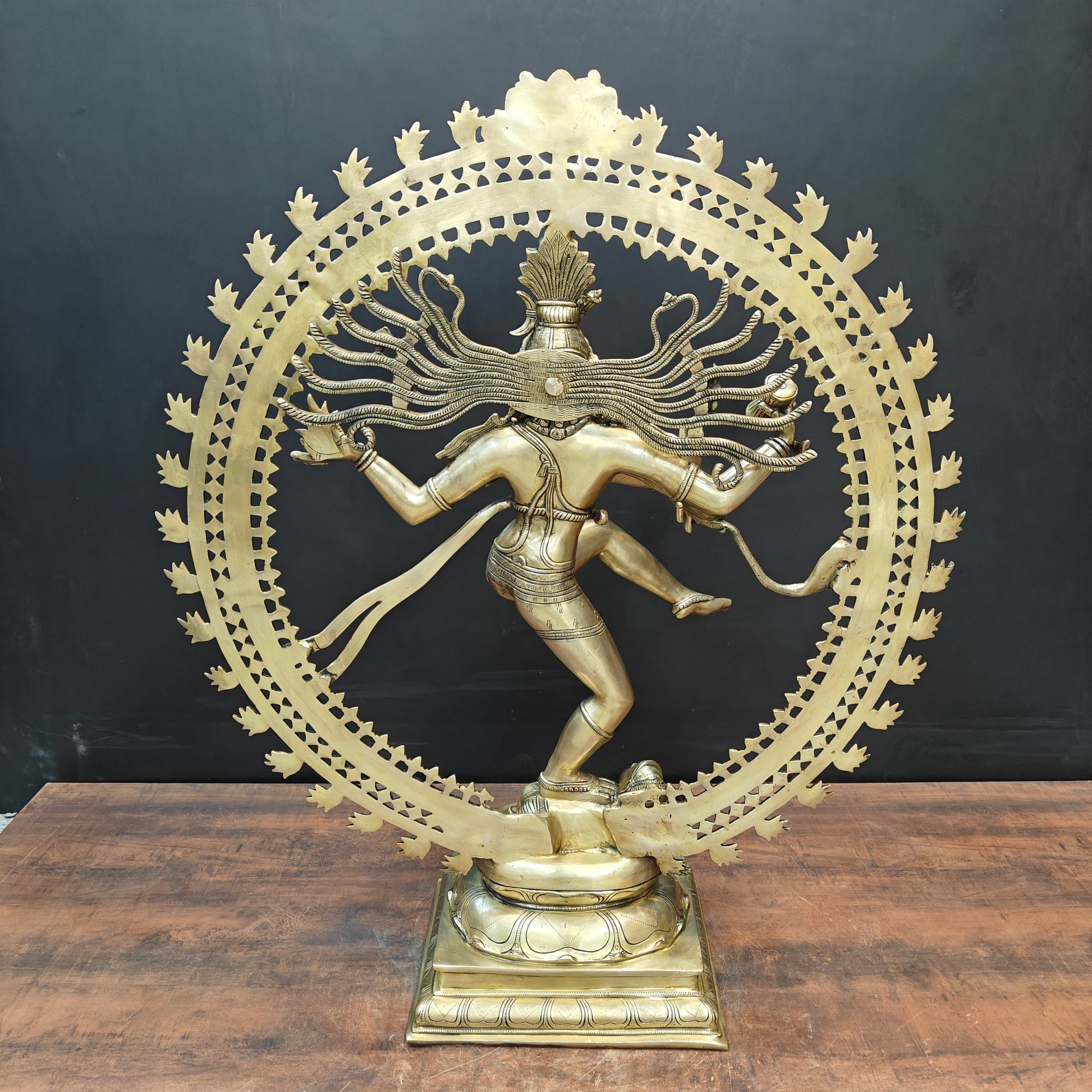 Brass Dancing Shiva as Nataraja Statue Antique Finish 3 Feet - Image 9