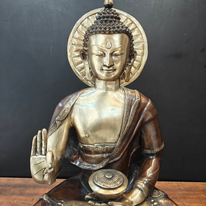 Brass Large Blessing Buddha Statue Antique Finish 3 Feet by vendor-unknown - Buddha (View 2)