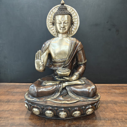 Brass Large Blessing Buddha Statue Antique Finish 3 Feet by vendor-unknown - Buddha (View 3)