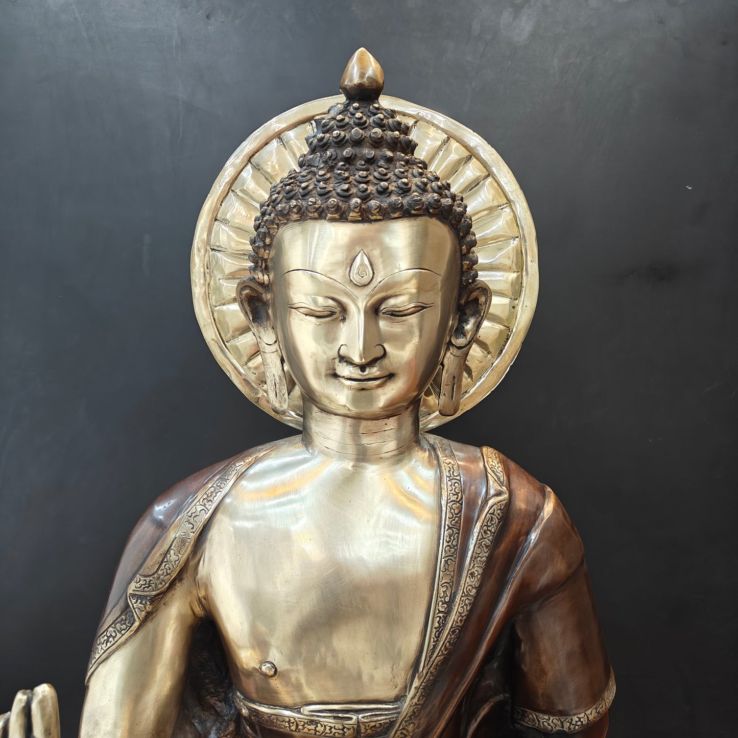 Brass Large Blessing Buddha Statue Antique Finish 3 Feet