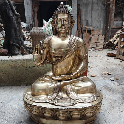 Brass Large Blessing Buddha Statue For Showpiece 4 Feet by vendor-unknown - Buddha (View 5)