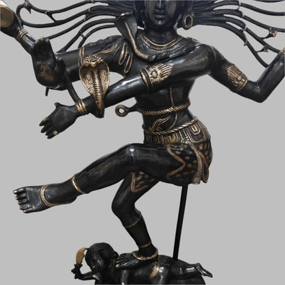Brass Large Nataraja Statue Dancing Shiva Black Patina Finish 5 Feet by vendor-unknown - Hindu Gods (View 5)