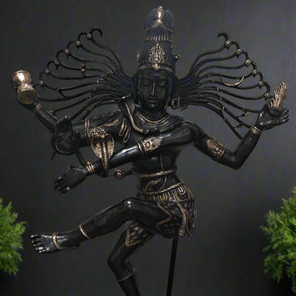 Brass Large Nataraja Statue Dancing Shiva Black Patina Finish 5 Feet by vendor-unknown - Hindu Gods (View 2)