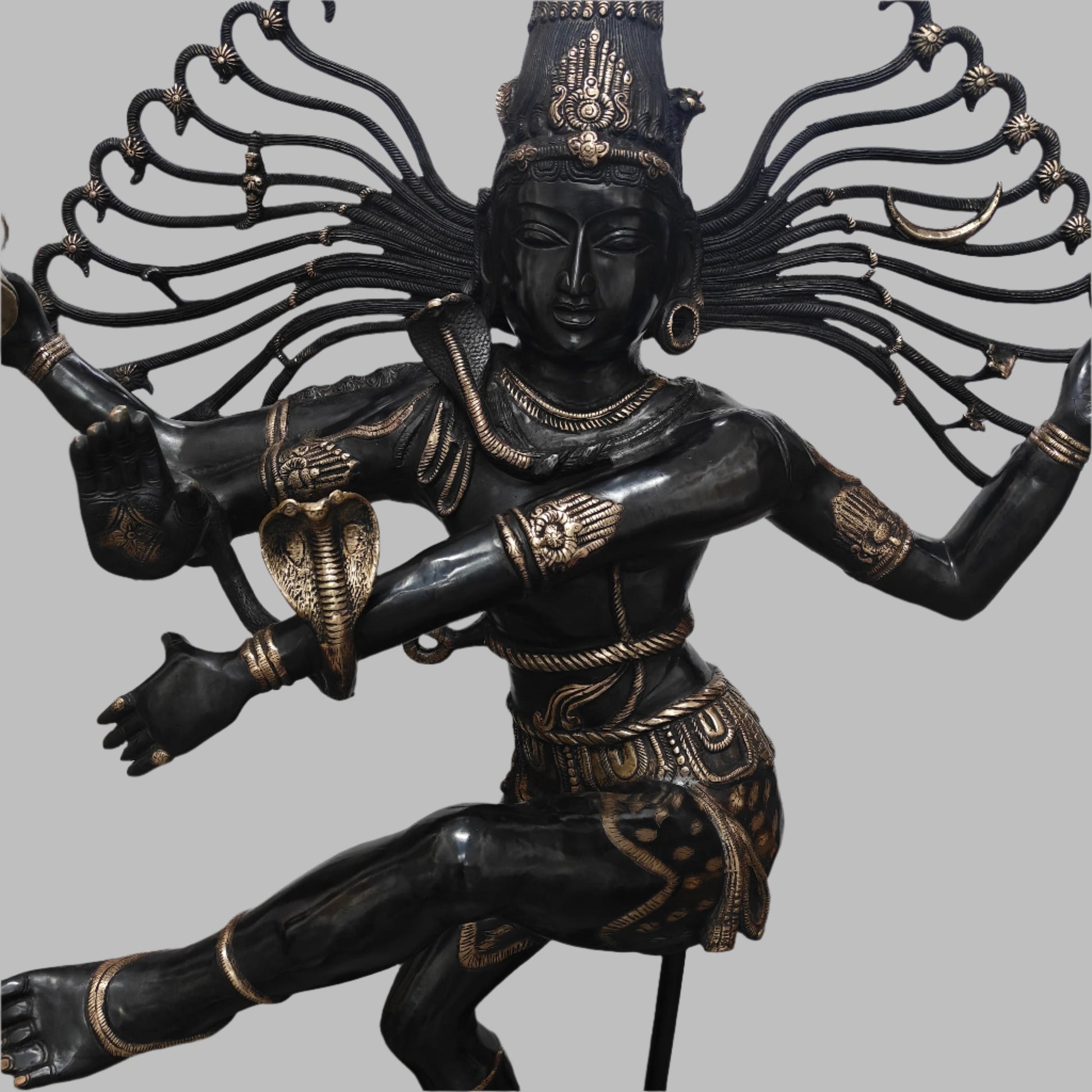 Brass Large Nataraja Statue Dancing Shiva Black Patina Finish 5 Feet - Image 3