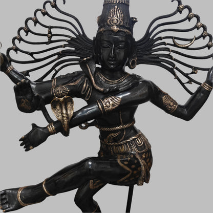 Brass Large Nataraja Statue Dancing Shiva Black Patina Finish 5 Feet by vendor-unknown - Hindu Gods (View 3)
