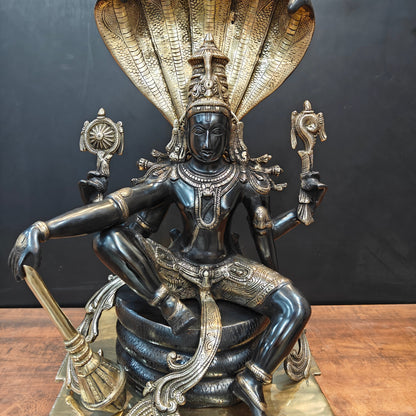 Brass Large Exclusive Vishnu Idol Black Patina Finish 2.5 Feet by vendor-unknown - Hindu Gods (View 4)