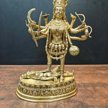 Brass Goddess Kali Mata Idol With Ten Arms 27 Inch by vendor-unknown - Hindu Gods (View 5)