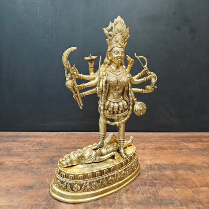 Brass Goddess Kali Mata Idol With Ten Arms 27 Inch by vendor-unknown - Hindu Gods (View 6)