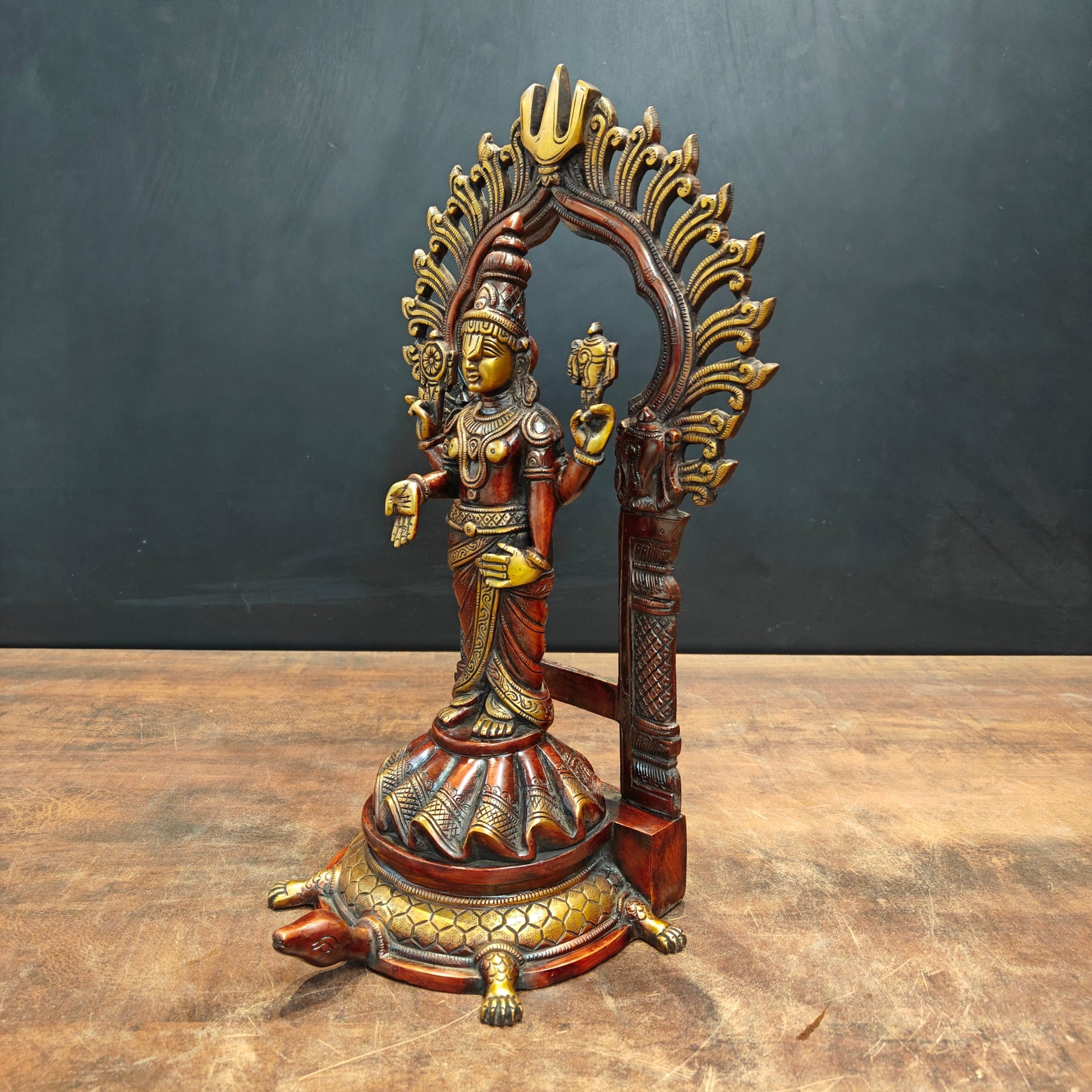 Brass Tirupati Balaji Venkateshvara Idol Orange Patina Finish 16 Inch - Image 6