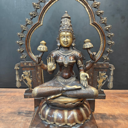 Brass Large Goddess Lakshmi Idol Antique Finish With Frame 32 Inch by vendor-unknown - Hindu Gods (View 4)