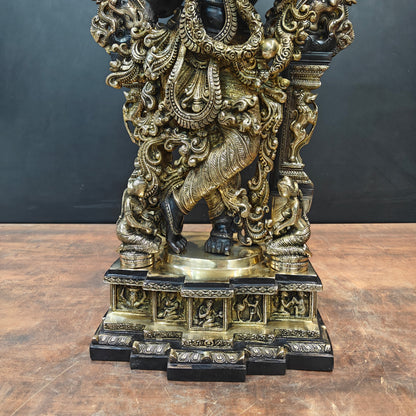 Brass Krishna Idol With Prabhavali Black Patina Finish 32 Inch by vendor-unknown - Hindu Gods (View 9)