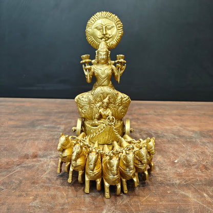 Brass Surya Rath With Seven Horses 12 Inch by vendor-unknown - Hindu Gods (View 6)