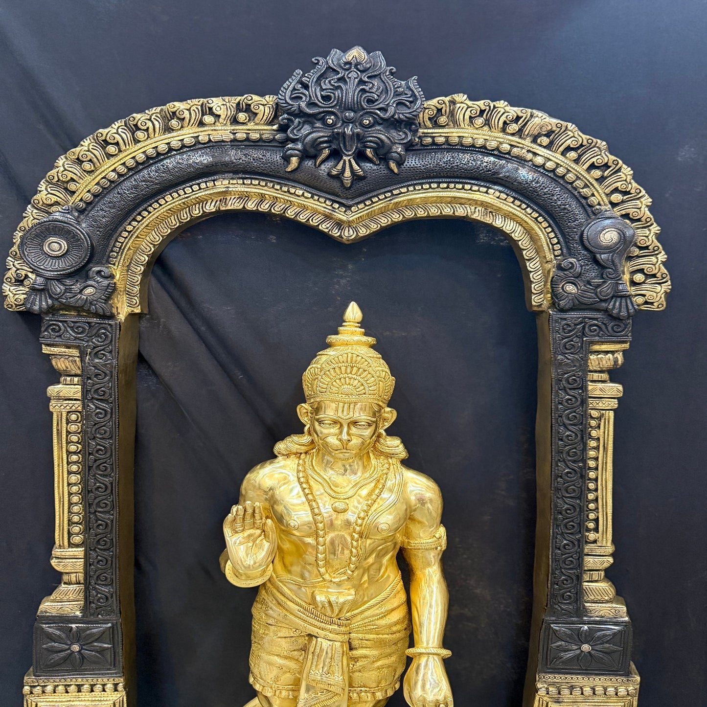 Brass Large Superfine Standing Hanuman Statue With Frame 5 Feet