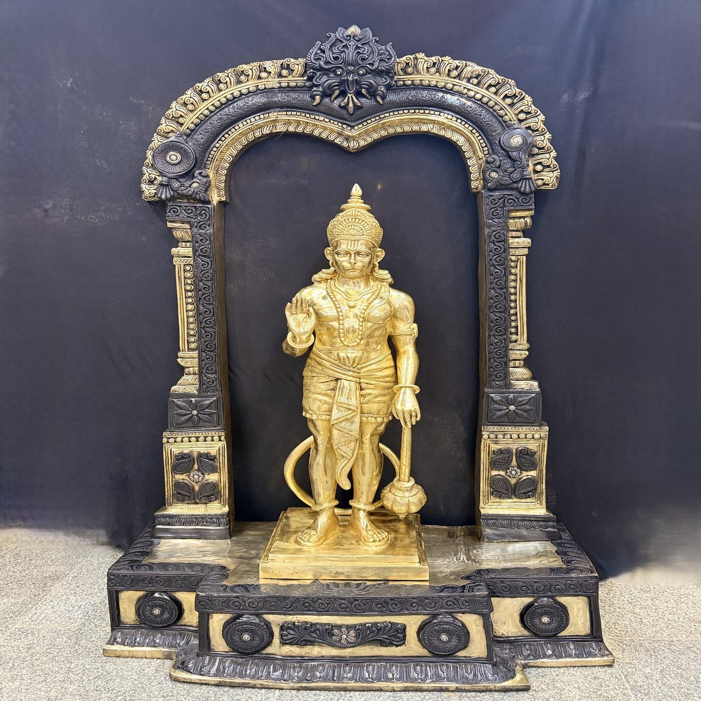 Brass Large Superfine Standing Hanuman Statue With Frame 5 Feet