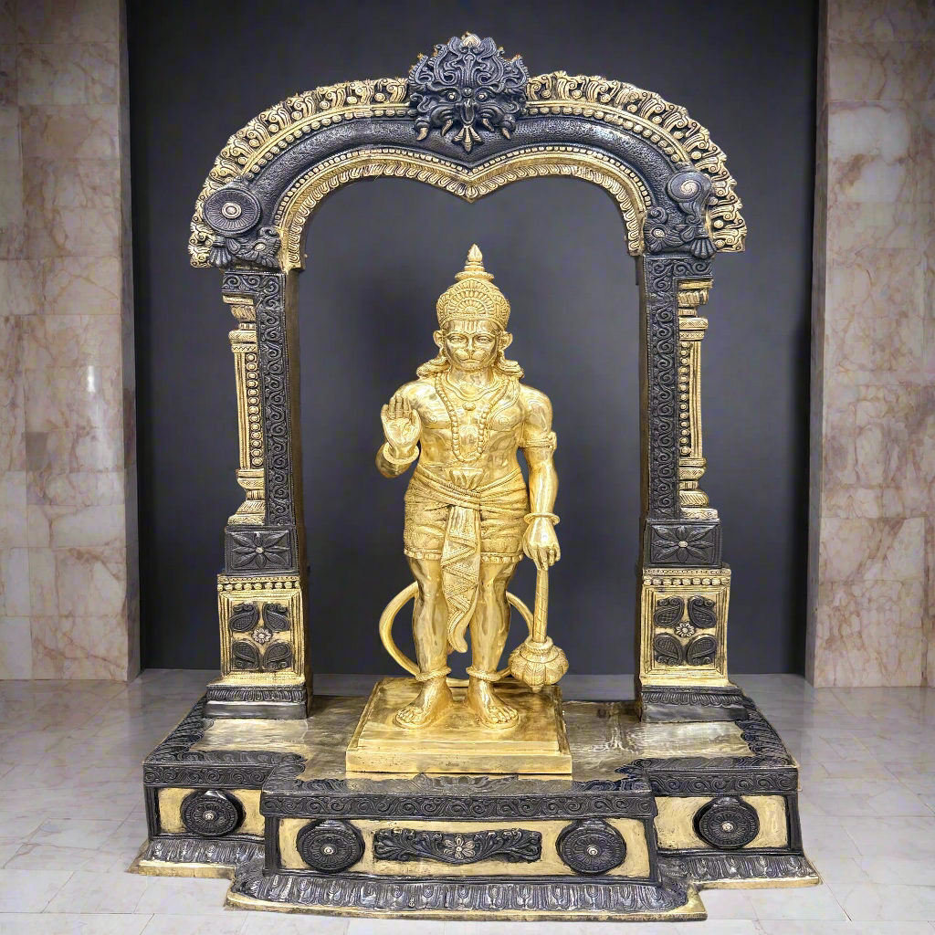 Brass Large Superfine Standing Hanuman Statue With Frame 5 Feet - Image 2