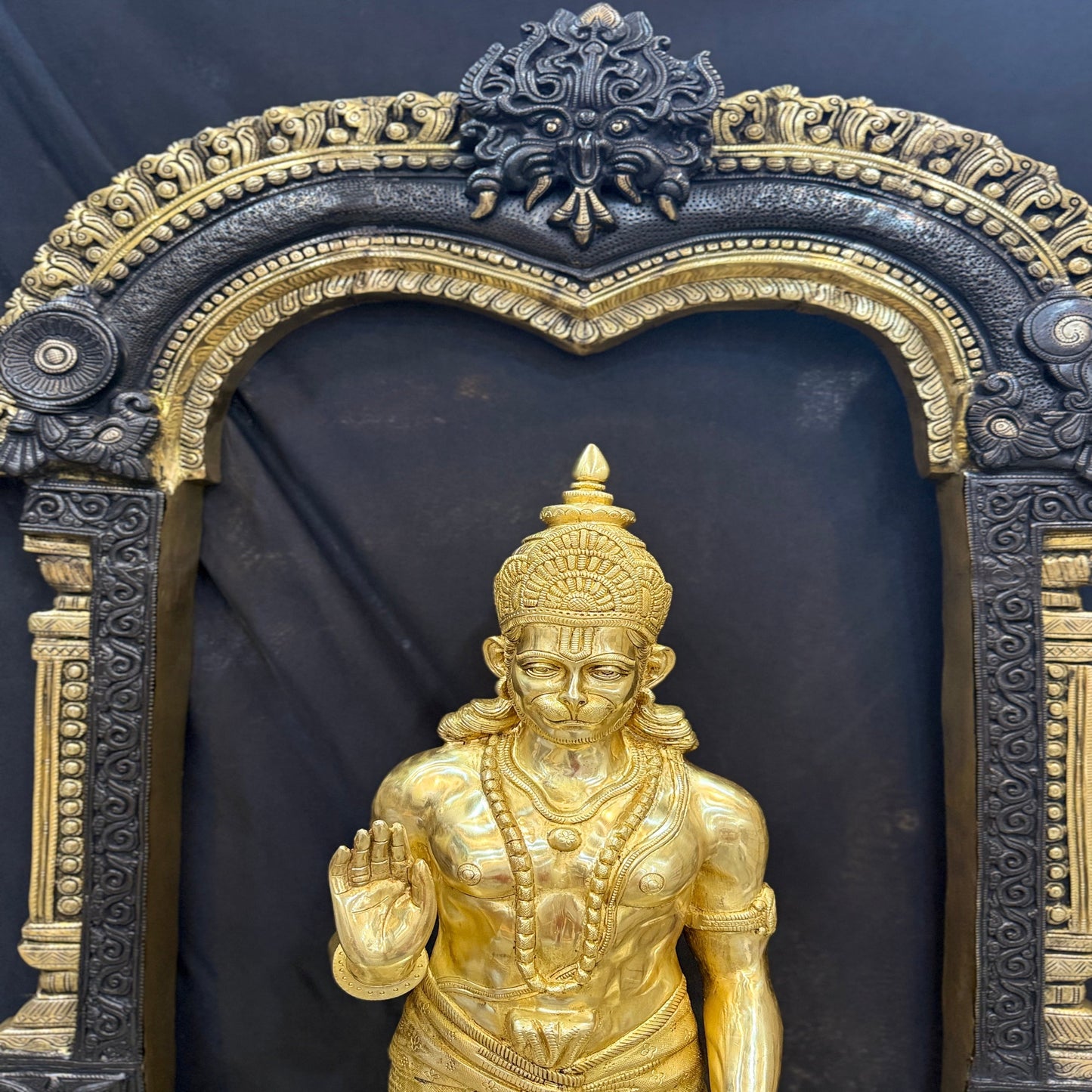 Brass Large Superfine Standing Hanuman Statue With Frame 5 Feet