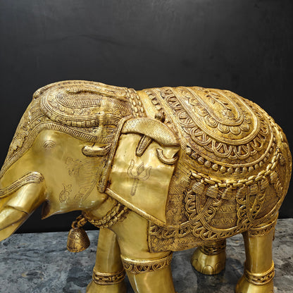 Brass Large Engraved Elephant Pair Statue Figurine Showpiece 3.5 Feet by vendor-unknown - Decor (View 8)
