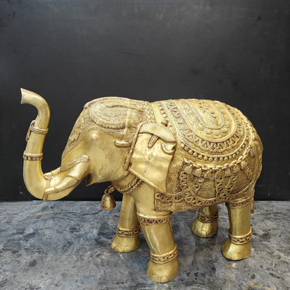 Brass Large Engraved Elephant Pair Statue Figurine Showpiece 3.5 Feet by vendor-unknown - Decor (View 7)