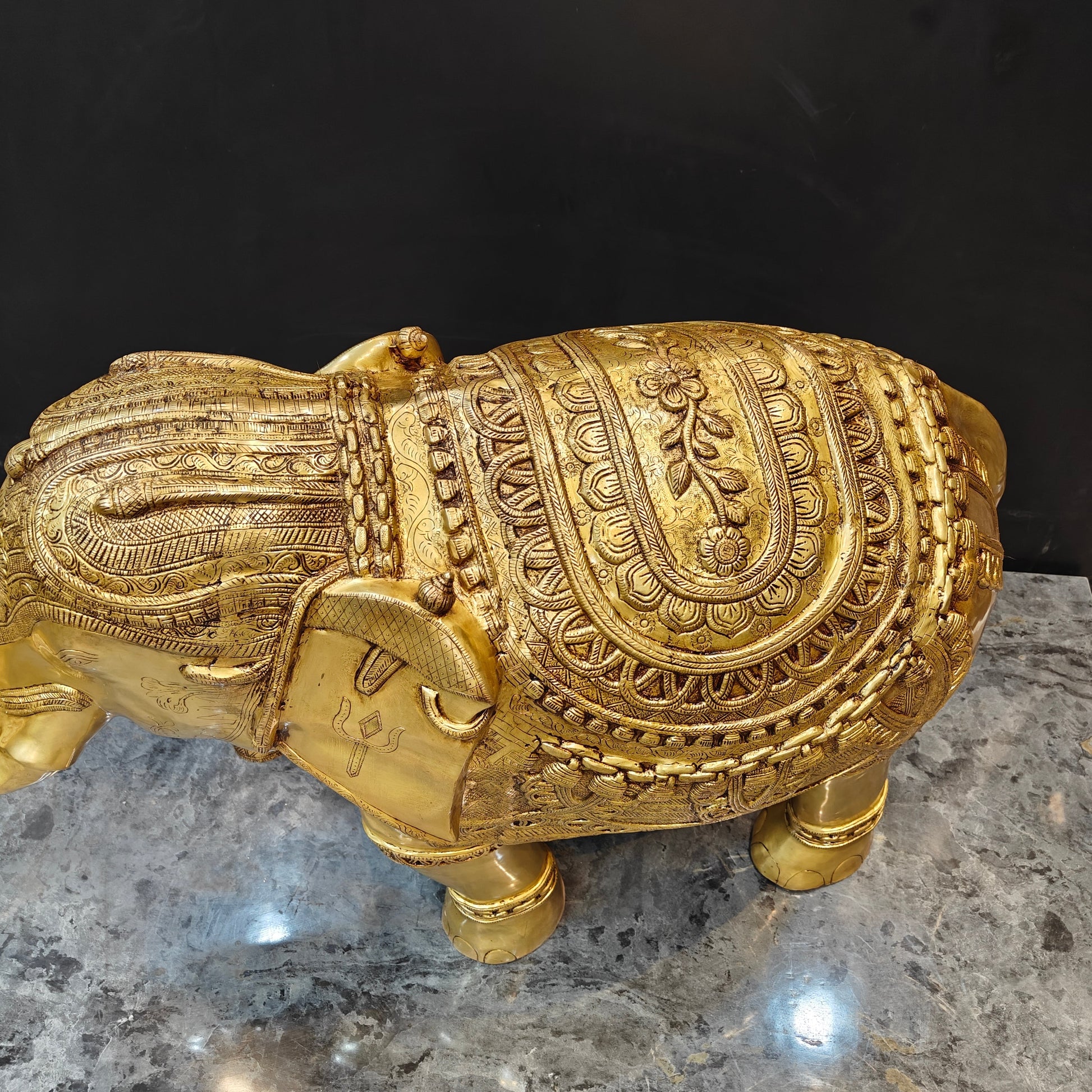 Brass Large Engraved Elephant Statue Figurine Showpiece 3.5 Feet - Image 6