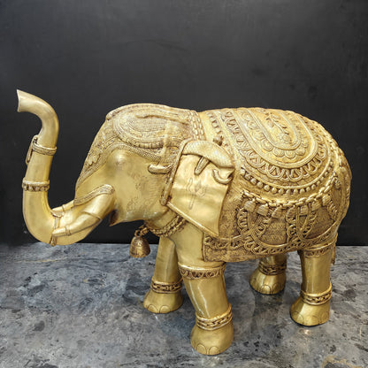 Brass Large Engraved Elephant Statue Figurine Showpiece 3.5 Feet by vendor-unknown - Decor (View 7)
