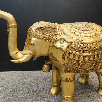 Brass Large Engraved Elephant Statue Figurine Showpiece Decor 3 Feet by vendor-unknown - Decor (View 2)