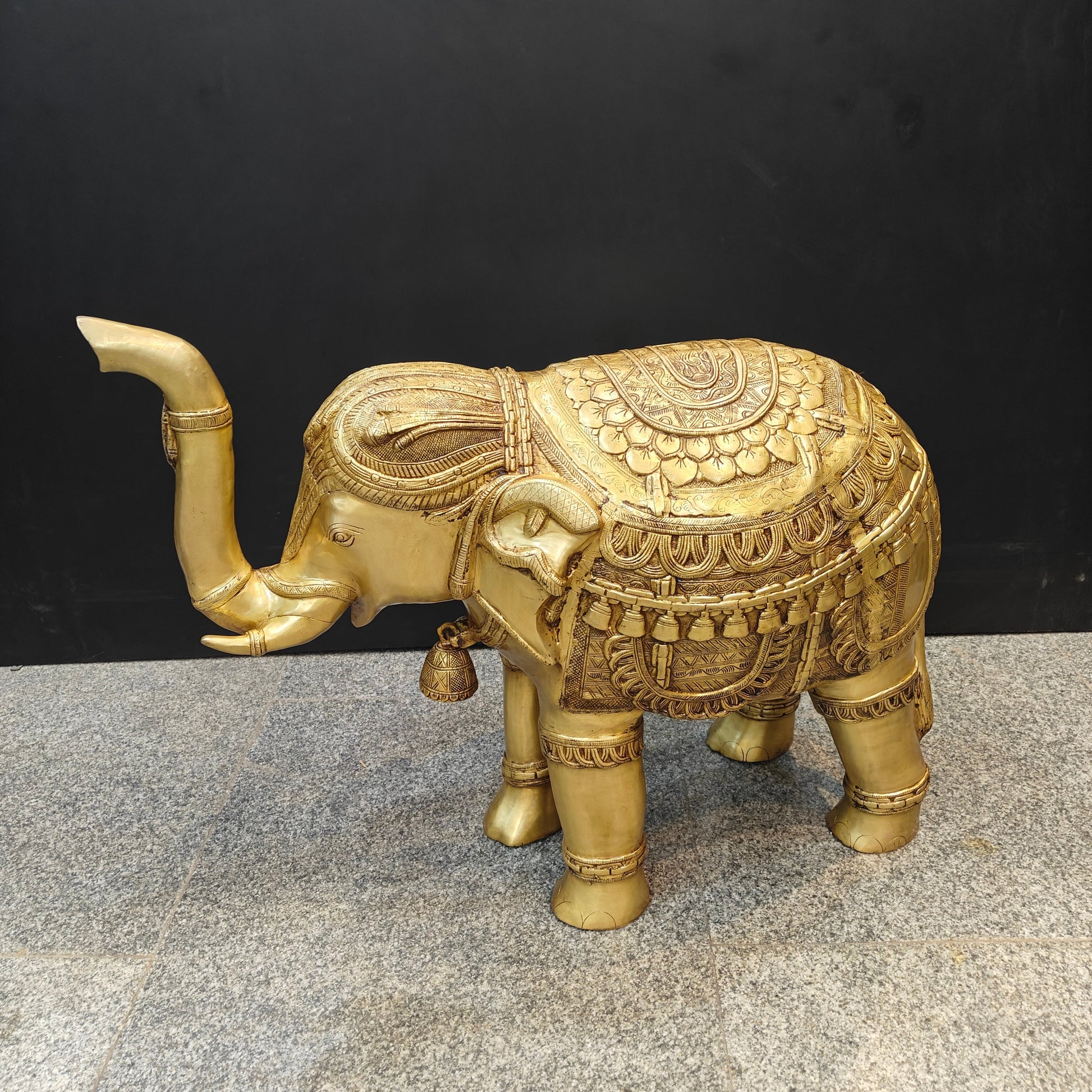Brass Large Engraved Elephant Statue Figurine Showpiece Decor 3 Feet - Image 5
