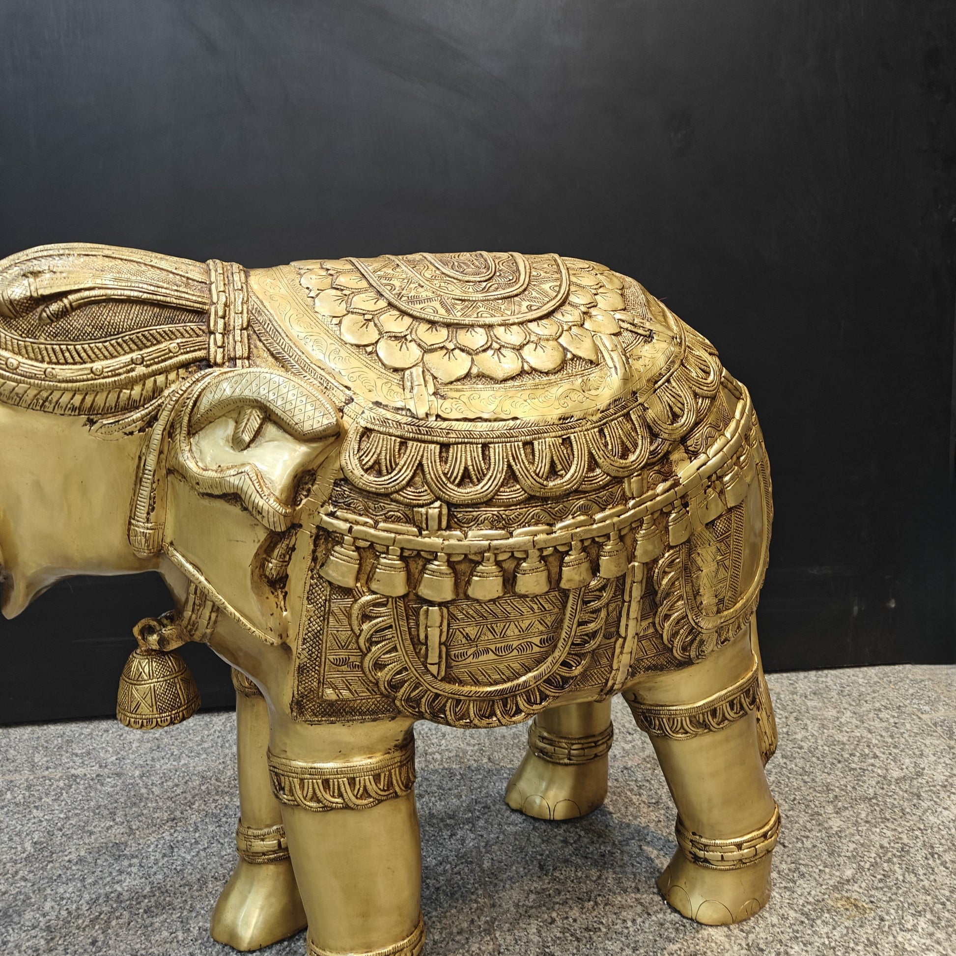 Brass Large Engraved Elephant Pair Statue Figurine Showpiece Decor 3 Feet - Image 7