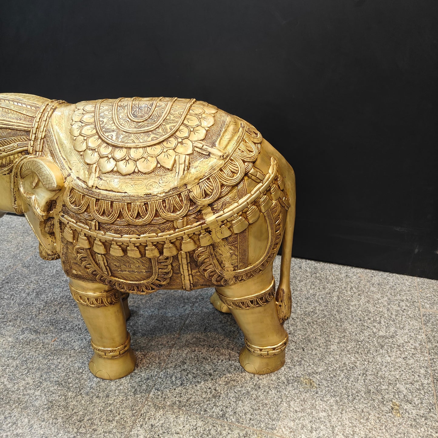 Brass Large Engraved Elephant Statue Figurine Showpiece Decor 3 Feet
