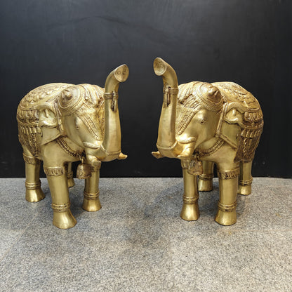 Brass Large Engraved Elephant Pair Statue Figurine Showpiece Decor 3 Feet by vendor-unknown - Decor (View 6)