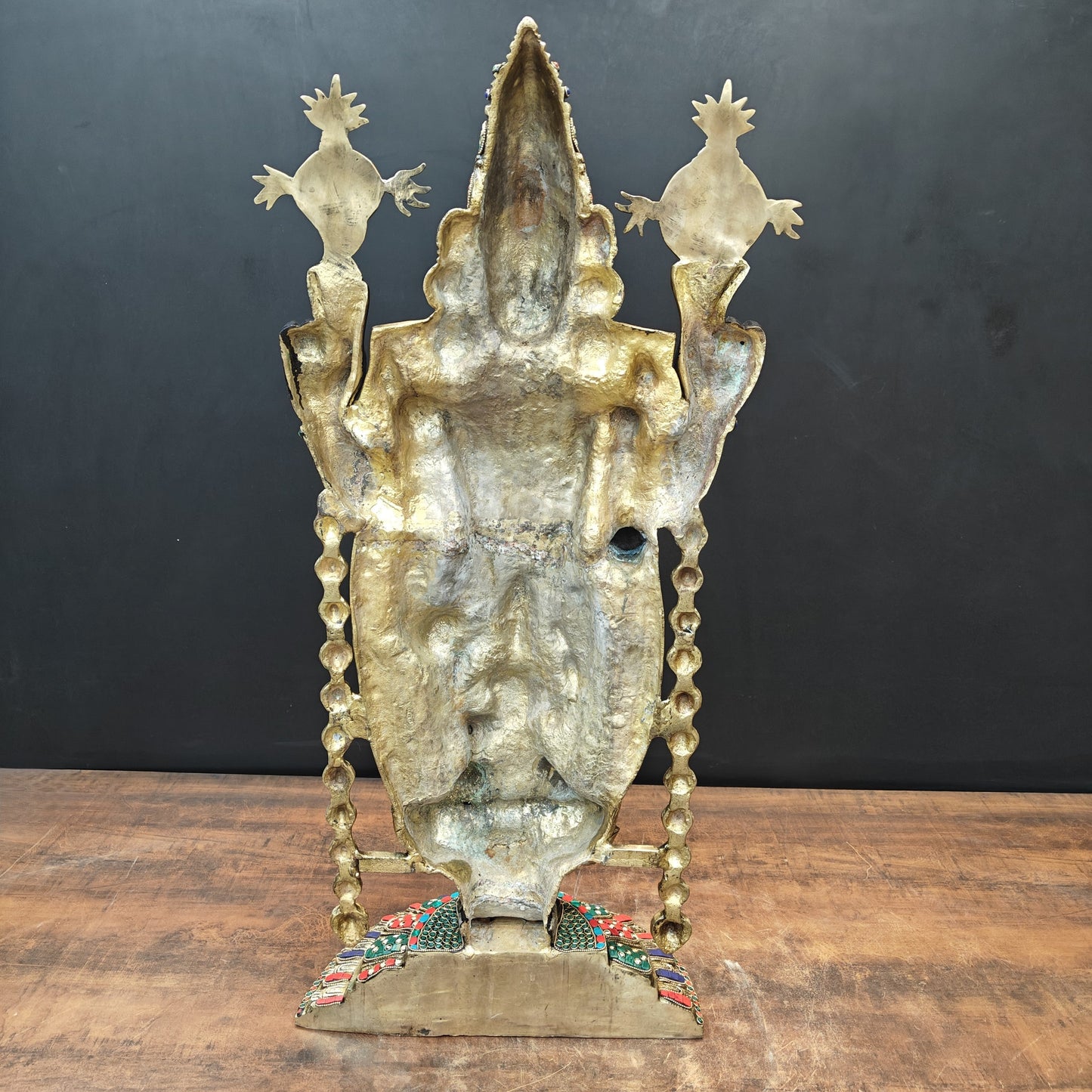 Brass Lord Tirupati Balaji Idol with Goddess Padmavathi Engraved Stone Work 3 Feet